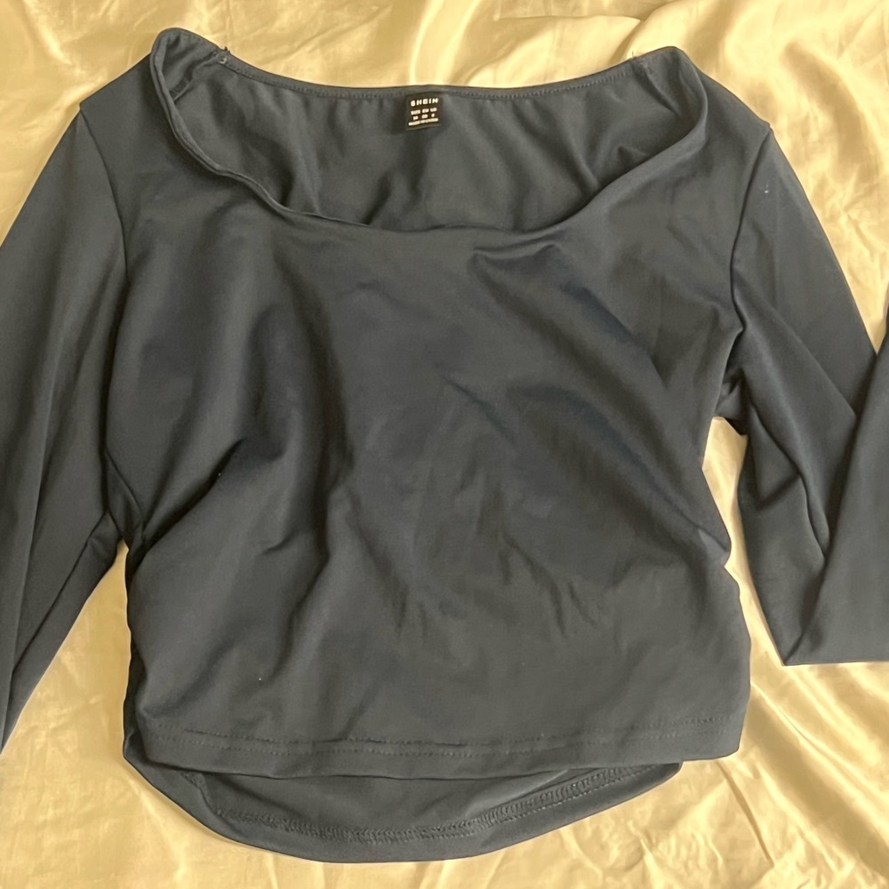 SHEIN Gray Fitted Blouse with Sleeves
